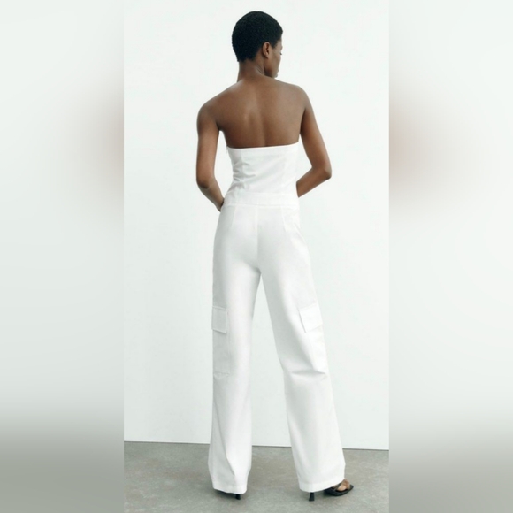 Zara Cargo Strapless Jumpsuit size Small - Picture 2 of 11